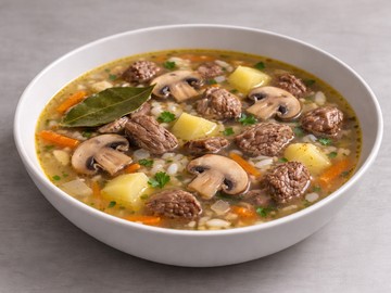Грибной суп с говядиной