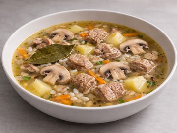 Грибной суп со свининой