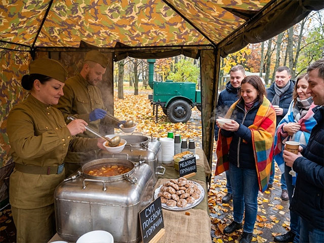 Полевая кухня на осенний корпоратив — тепло в любую погоду