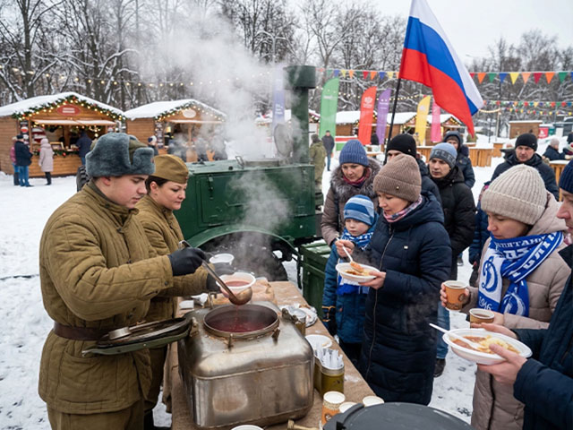 Полевая кухня на зимний фестиваль в Москве